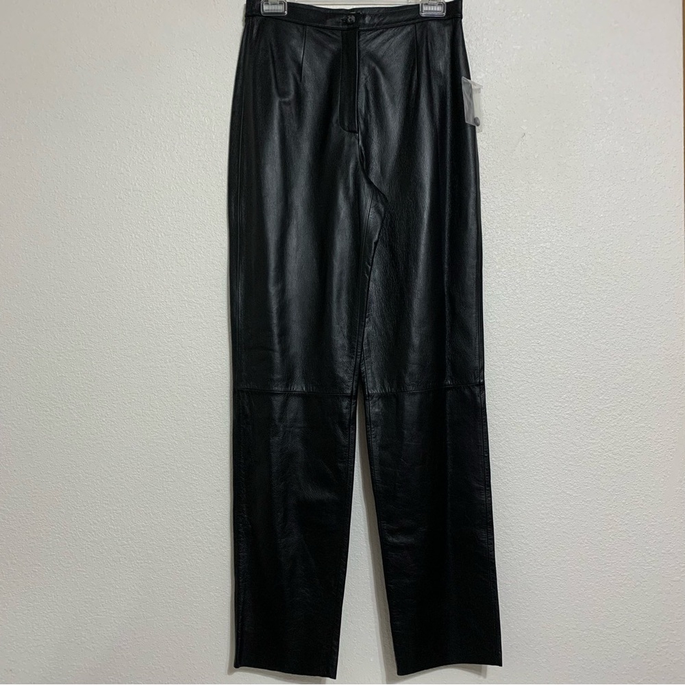Apostrophe VTG Black Leather Straight Leg Pants Biker Motorcycle Women’s Size 6